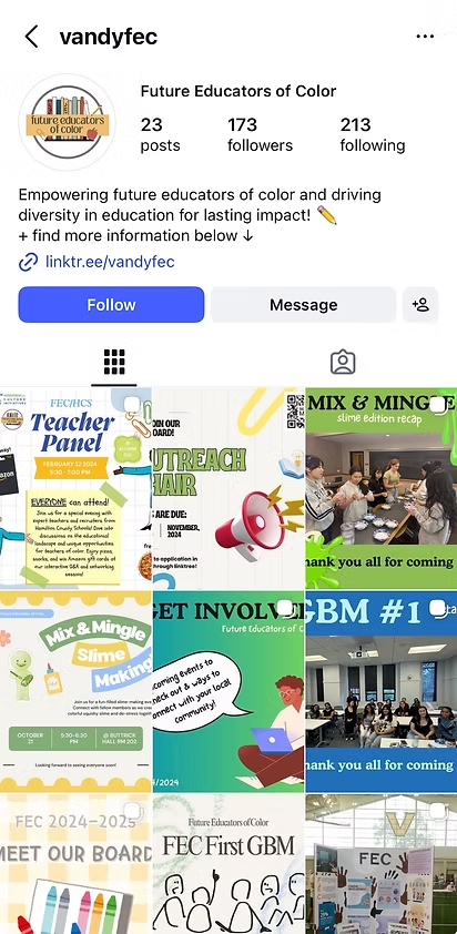 Future Educators of Color Instagram profile preview